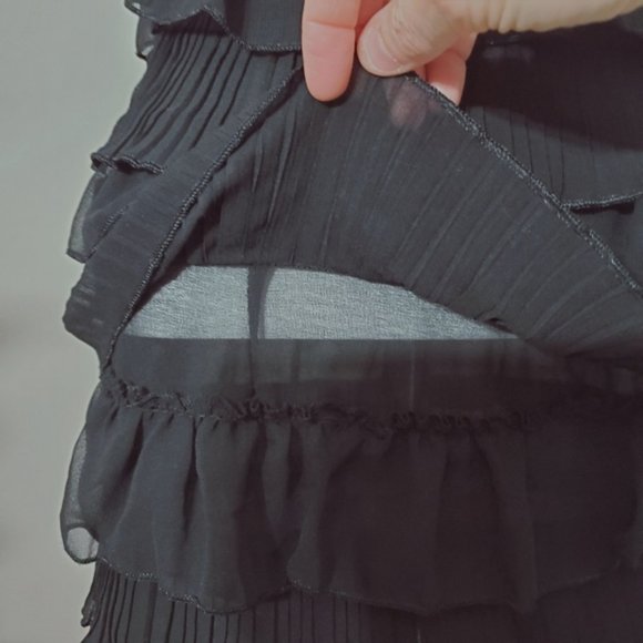 Vintage Y2K Black Tiered Pleated Flapper Dress - Picture 9 of 10